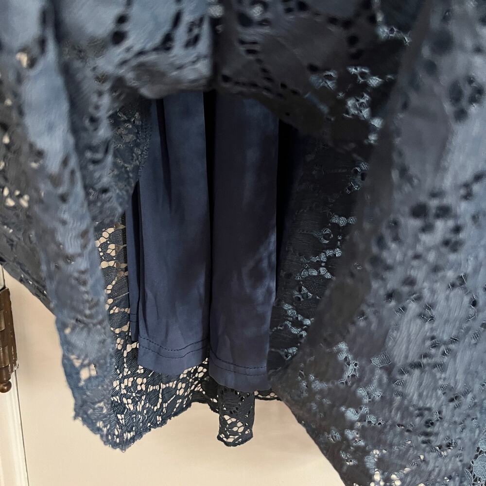 NWT Baltic Born Venice Slate Blue Lace Maxi Dress V-neck Tie Back Size L - Picture 8 of 12